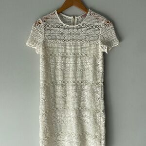 Juicy Couture White Lace Mini Dress Short Sleeve Lined Bridal Size 0